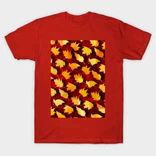 Golden Leaf Pattern T-Shirt